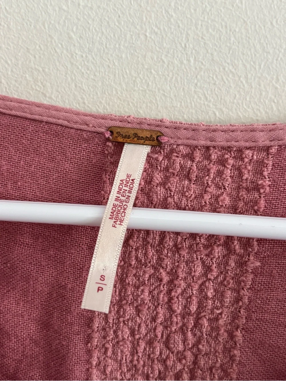 Free People Dusty Rose V-Neck Textured Peasant Tunic